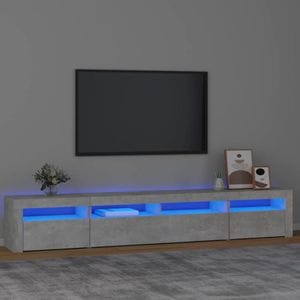 Comoda TV cu lumini LED, gri beton, 240x35x40 cm, sol-3152725