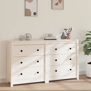 Servanta, alb, 140x35x80 cm, lemn masiv de pin, sol-3114080