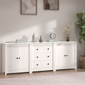 Servanta, alb, 210x35x80 cm, lemn masiv de pin, sol-3114070