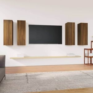 Dulapuri TV, 4 buc., stejar maro, 30,5x30x90 cm, lemn prelucrat, sol-3120331