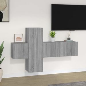 Set dulap TV, 3 piese, gri sonoma, lemn prelucrat, sol-3120225