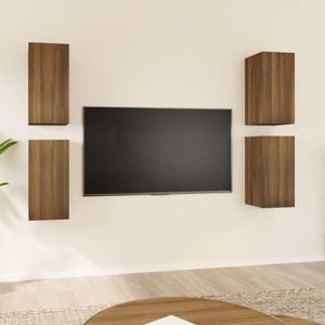 Dulapuri TV, 4 buc., stejar maro, 30,5x30x60 cm, lemn prelucrat, sol-3120328