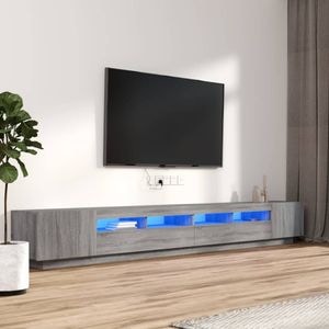 Comoda TV VidaXL Sol-3120177, lemn, 300 x 35 x 40 cm, iluminare LED, gri sonoma