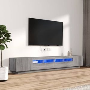 Comoda TV VidaXL Sol-3120174, lemn, 260 x 35 x 40 cm, iluminare LED, gri sonoma
