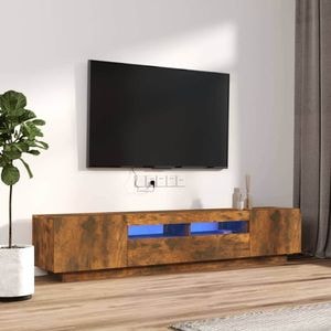 Set dulapuri TV cu LED, 2 piese, stejar fumuriu, lemn prelucrat, sol-3120170