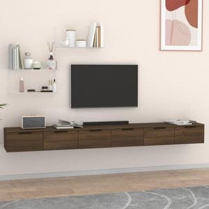 Comoda TV VidaXL Sol-3115907, lemn, 102 x 30 x 20 cm, 2 bucati, stejar maro