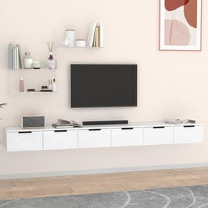 Comoda TV VidaXL Sol-3115900, lemn, 102 x 30 x 20 cm, 2 bucati, alb