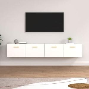 Comoda TV VidaXL Sol-3115660, lemn, 100 x 36.5 x 35 cm, 2 bucati, alb