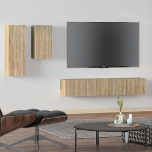 Mobila living VidaXL, lemn, 4 piese, stejar sonoma