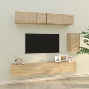 Set dulap TV, 6 piese, stejar sonoma, lemn prelucrat, sol-3114616