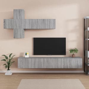 Set dulapuri TV, 7 piese, gri sonoma, lemn prelucrat, sol-3114524