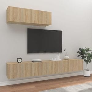 Set dulap TV, 3 piese, stejar sonoma, lemn prelucrat, sol-3114480