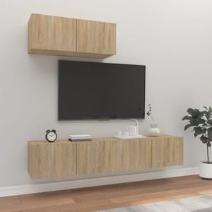 Set dulap TV, 3 piese, stejar sonoma, lemn prelucrat, sol-3114472