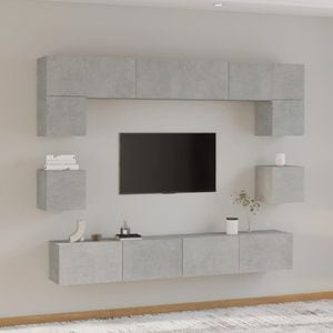 Set dulap TV, 8 piese, gri beton, lemn prelucrat, sol-3114417