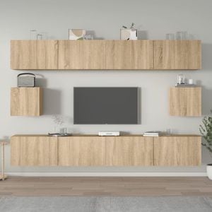 Set mobila living VidaXL Sol-3114368, lemn, 6 piese, stejar sonoma