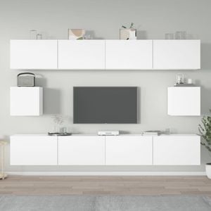 Set mobila living VidaXL Sol-3114366, lemn, 6 piese, alb