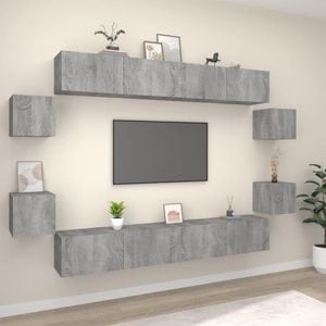 Set dulap TV, 8 piese, gri sonoma, lemn prelucrat, sol-3114228