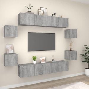 Set dulap TV, 8 piese, gri sonoma, lemn prelucrat, sol-3114220