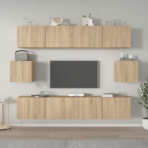 Set dulap TV, 6 piese, stejar sonoma, lemn prelucrat, sol-3114360