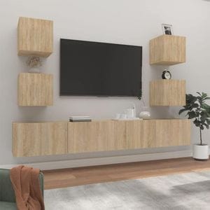 Set dulap TV, 6 piese, stejar sonoma, lemn prelucrat, sol-3114264