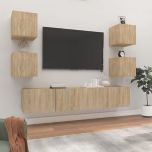 Set dulap TV, 6 piese, stejar sonoma, lemn prelucrat, sol-3114256