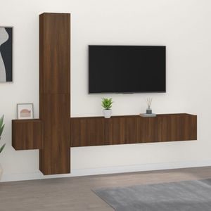 Set dulapuri TV, 5 piese, stejar maro, lemn prelucrat, sol-3114253