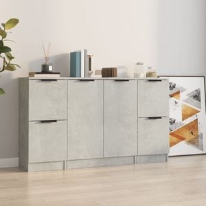 Servante, 3 buc., gri beton, lemn prelucrat, sol-3115847