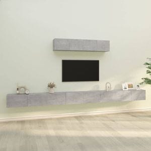 Set comoda TV, 4 piese, gri beton, lemn prelucrat, sol-3114609
