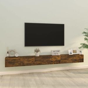 Set dulap TV, 3 piese, stejar fumuriu, lemn prelucrat, sol-3114483