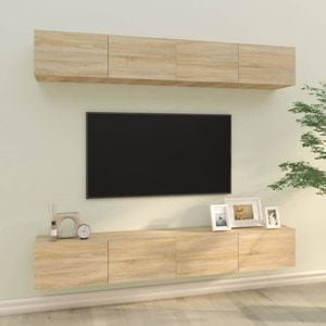 Dulapuri TV de perete, 4 buc., stejar sonoma, 100x30x30 cm, sol-3114192