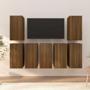 Comode TV, 7 buc., stejar maro, 30,5x30x60 cm, lemn prelucrat, sol-3120337