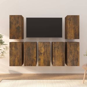 Comode TV, 7 buc., stejar fumuriu, 30,5x30x60 cm lemn prelucrat, sol-3120335