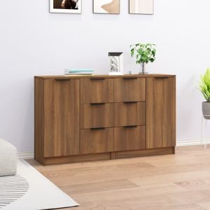 Servante, 2 buc., stejar maro, 60x30x70 cm, lemn prelucrat, sol-3115795