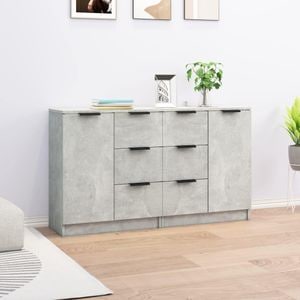 Servante, 2 buc., gri beton, 60x30x70 cm, lemn prelucrat, sol-3115791