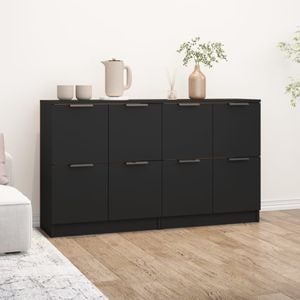 Servante, 2 buc., negru, 60x30x70 cm, lemn prelucrat, sol-3115805