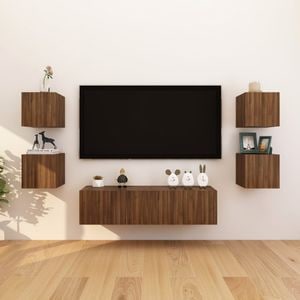 Dulapuri TV montaj perete, 8 buc., stejar maro, 30,5x30x30 cm, sol-3120325
