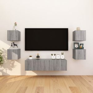Dulap TV montaj pe perete, 8 buc., sonoma gri, 30,5x30x30 cm, sol-3120324