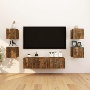 Comode TV montaj pe perete 8 buc. stejar fumuriu 30,5x30x30 cm, sol-3120323