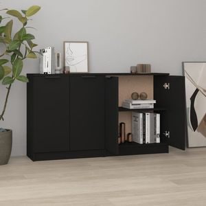 Servante, 2 buc., negru, 60x30x70 cm, lemn prelucrat, sol-3115773