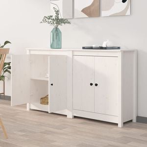 Servante, 2 buc., alb, 70x35x80 cm, lemn masiv de pin, sol-3114065