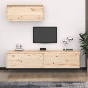 Comode TV, 3 buc., lemn masiv de pin, sol-3100134