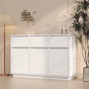 Servanta, alb, 110x34x75 cm, lemn masiv de pin, sol-813815