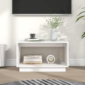 Comoda TV, alb, 60x35x35 cm, lemn masiv de pin, sol-813825