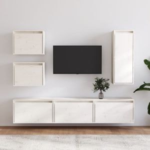 Comode TV, alb, 6 buc., lemn masiv de pin, sol-3100185