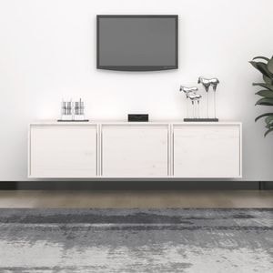 Comode TV, 3 buc., alb, lemn masiv de pin, sol-3100125