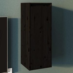 Dulap de perete, negru, 30x30x80 cm, lemn masiv de pin, sol-813503