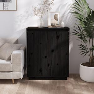 Servanta, negru, 60x34x75 cm, lemn masiv de pin, sol-813349