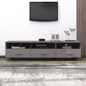 Comoda TV, gri deschis, 158x40x40 cm, lemn masiv de pin, sol-340475