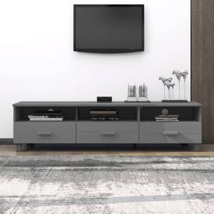 Comoda TV, gri inchis, 158x40x40 cm, lemn masiv de pin, sol-340474