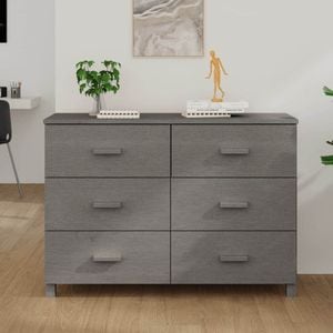Servanta, gri deschis, 113x40x80 cm, lemn masiv de pin, sol-340451